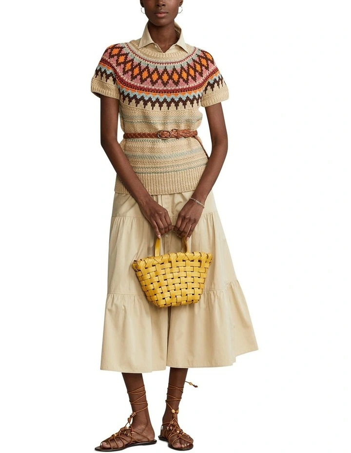 Discount π₯ Polo Ralph Lauren Jacquard Short-Sleeve Sweater In Beige 𧨠- Image 3