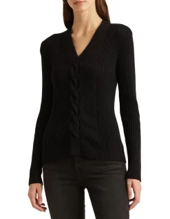 Best Sale 😍 Lauren Ralph Lauren Cable Cotton-Blend Sweater In Black 🔥