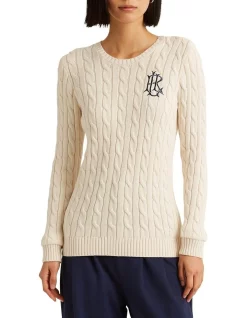Budget 😍 Lauren Ralph Lauren Button-Trim Cable-Knit Sweater In Cream 😉