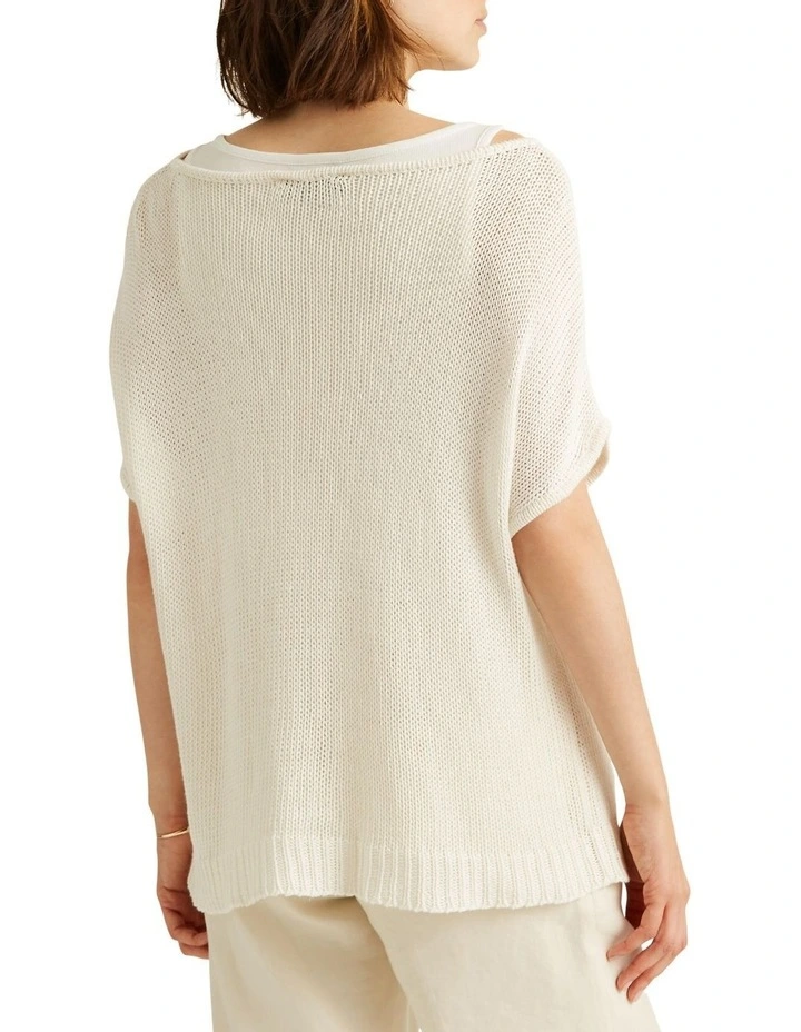 New π Lauren Ralph Lauren Linen-Blend Short-Sleeve Sweater In Cream π - Image 2