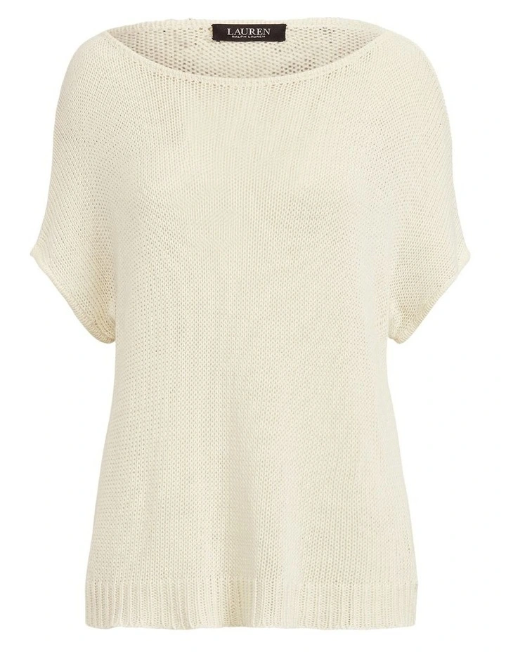 New π Lauren Ralph Lauren Linen-Blend Short-Sleeve Sweater In Cream π - Image 4