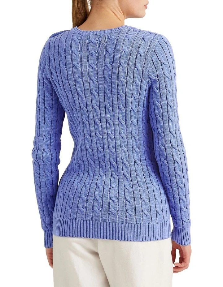 New π€© Lauren Ralph Lauren Button-Trim Cable-Knit Sweater In Blue π€© - Image 2