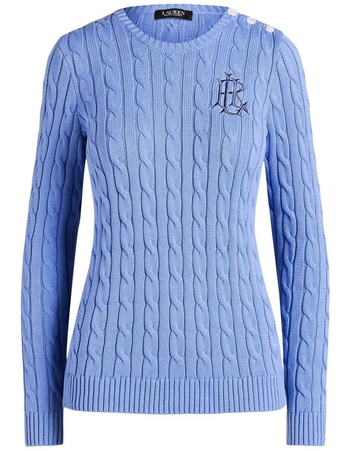New π€© Lauren Ralph Lauren Button-Trim Cable-Knit Sweater In Blue π€© - Image 4