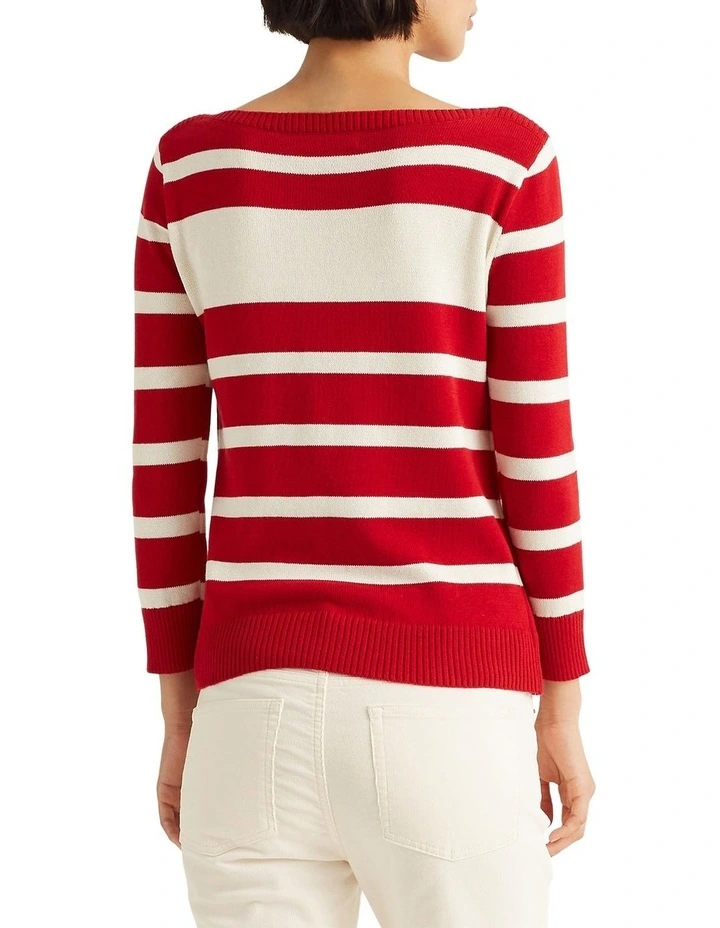 Promo β Lauren Ralph Lauren Striped Cotton Boatneck Sweater In Red β - Image 2