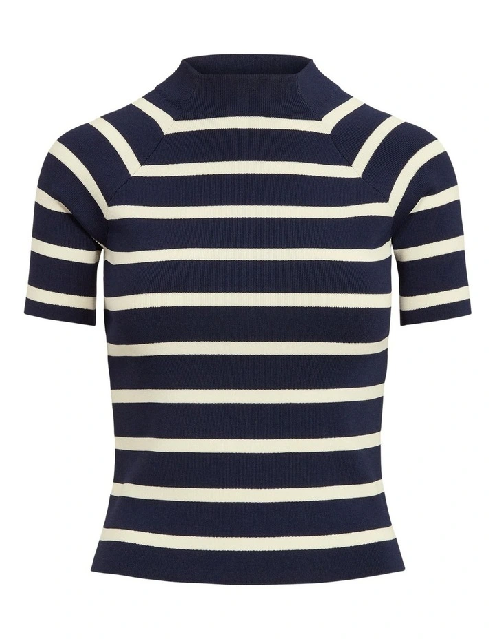 Hot Sale π Lauren Ralph Lauren Striped Short Sleeve Sweater In Navy Blue π - Image 4