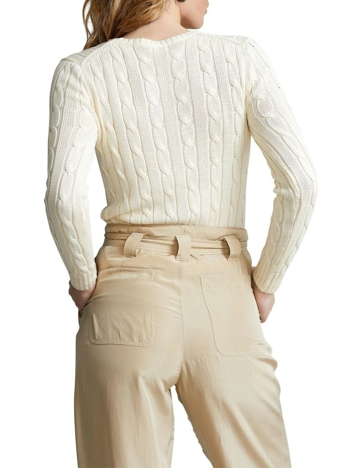 Promo π Polo Ralph Lauren Beaded Big Pony Cable-Knit Sweater In White π₯ - Image 2