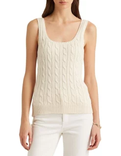 Best deal ❤️ Lauren Ralph Lauren Cable-Knit Sleeveless Sweater In Cream ❤️