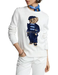 Wholesale π Polo Ralph Lauren Polo Bear Cotton-Linen Sweater In White π€©