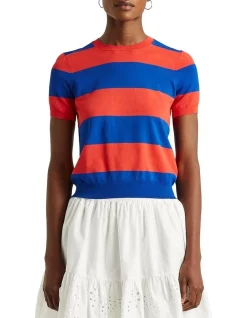 Budget ✨ Lauren Ralph Lauren Striped Short-Sleeve Sweater ✨