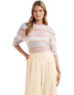 Best Sale 😉 Forever New Kaylee Stripe Knit Tee In Purple 😉
