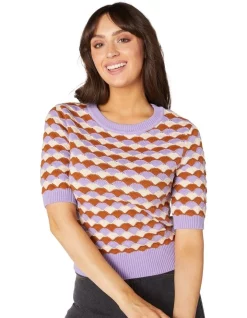 Wholesale 👍 Princess Highway Scalloped Knit Cropped Top Lilac 🌟