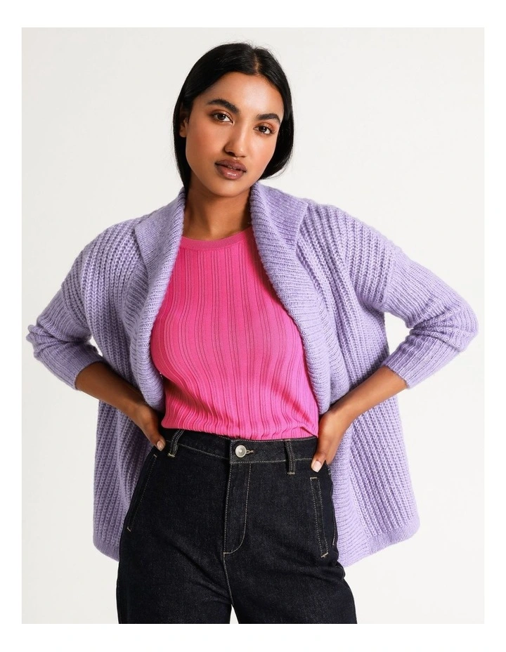 Promo β¨ Basque Relaxed Longline Cardigan In Dusty Violet π - Image 4