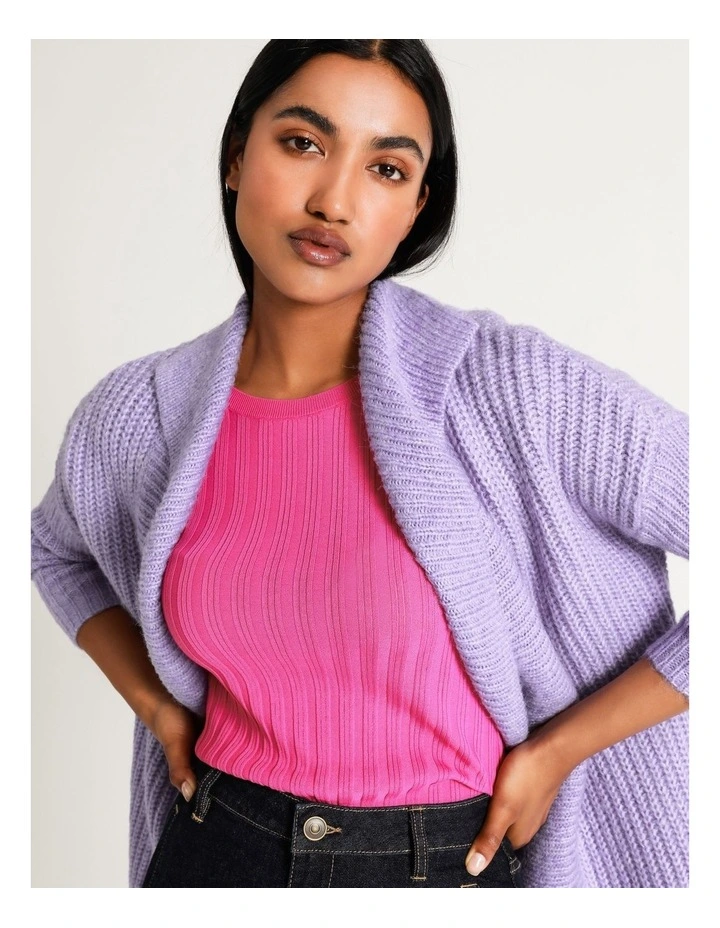 Promo β¨ Basque Relaxed Longline Cardigan In Dusty Violet π - Image 6