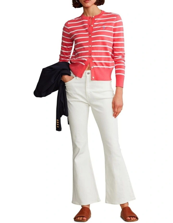 New β€οΈ Polo Ralph Lauren Striped Cotton-Blend Buttoned Cardigan In Red π - Image 3