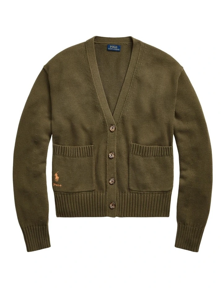 Outlet π Polo Ralph Lauren V-Neck Cotton Cardigan In Green π - Image 4