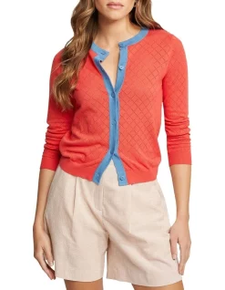 Flash Sale π Oxford Jodie Pointelle Cardigan In Orange π
