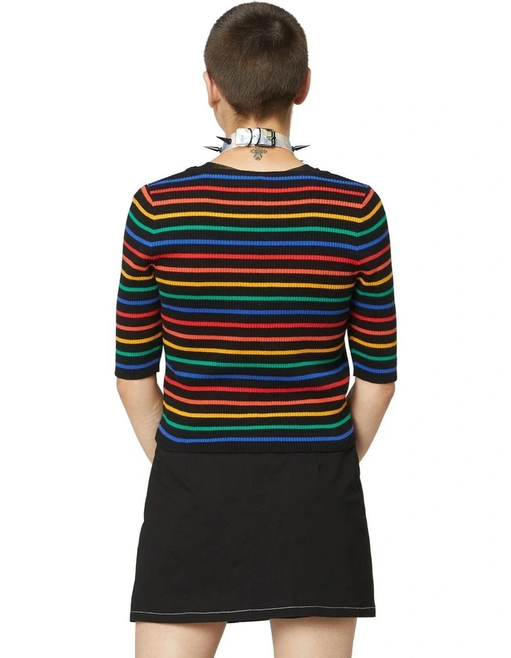 Flash Sale π Dangerfield 90's Tie Up Rainbow Cardi Black π - Image 2