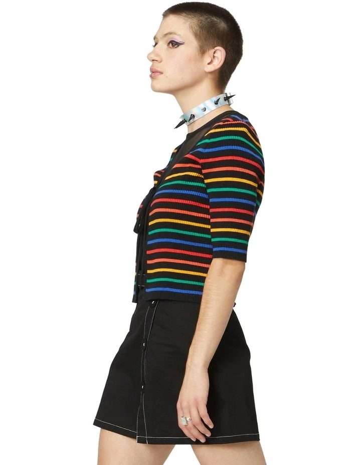 Flash Sale π Dangerfield 90's Tie Up Rainbow Cardi Black π - Image 3