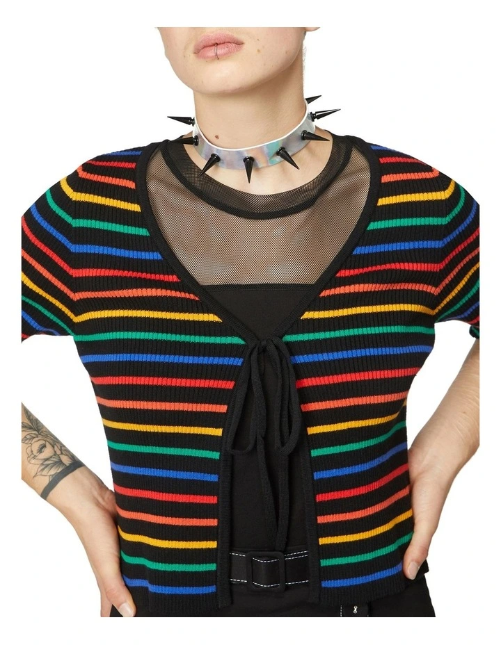 Flash Sale π Dangerfield 90's Tie Up Rainbow Cardi Black π - Image 4