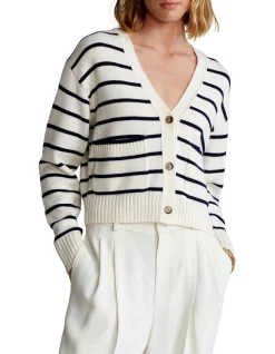 Best reviews of 🔔 Polo Ralph Lauren Striped Merino Wool V-Neck Cardigan In Cream 🤩
