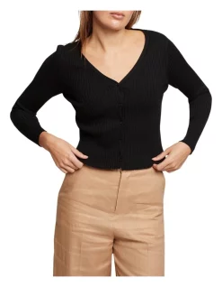 Hot Sale π Oxford Petra Crop Rib Cardigan In Black β