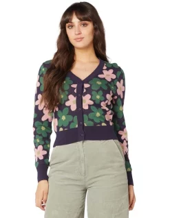 Wholesale ⭐ Princess Highway Daisy Floral Slim Cardi Navy 😍