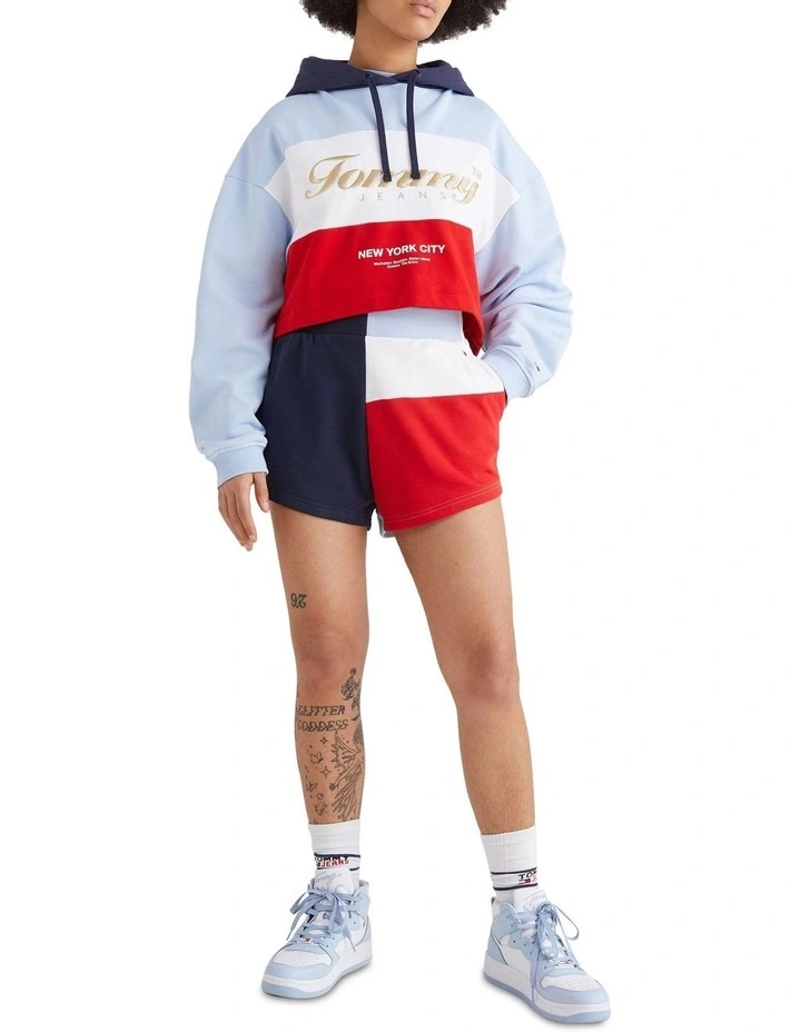 Discount π Tommy π Jeans Crop Archive Hoodie In Blue/Red β€οΈ - Image 2