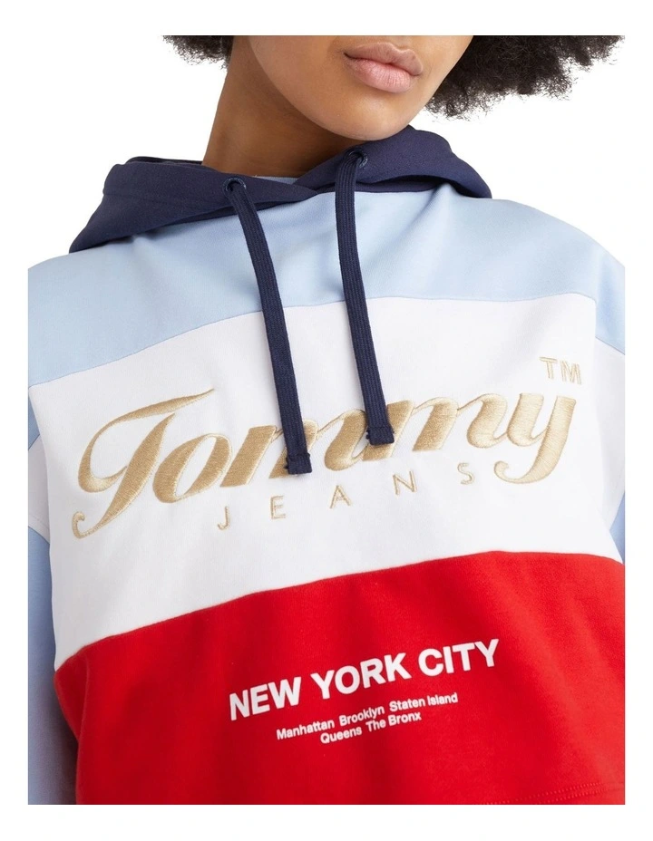 Discount π Tommy π Jeans Crop Archive Hoodie In Blue/Red β€οΈ - Image 3
