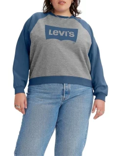 Coupon 😉 Levi's Curve Vintage Raglan Crewneck Jumper In Grey 🛒
