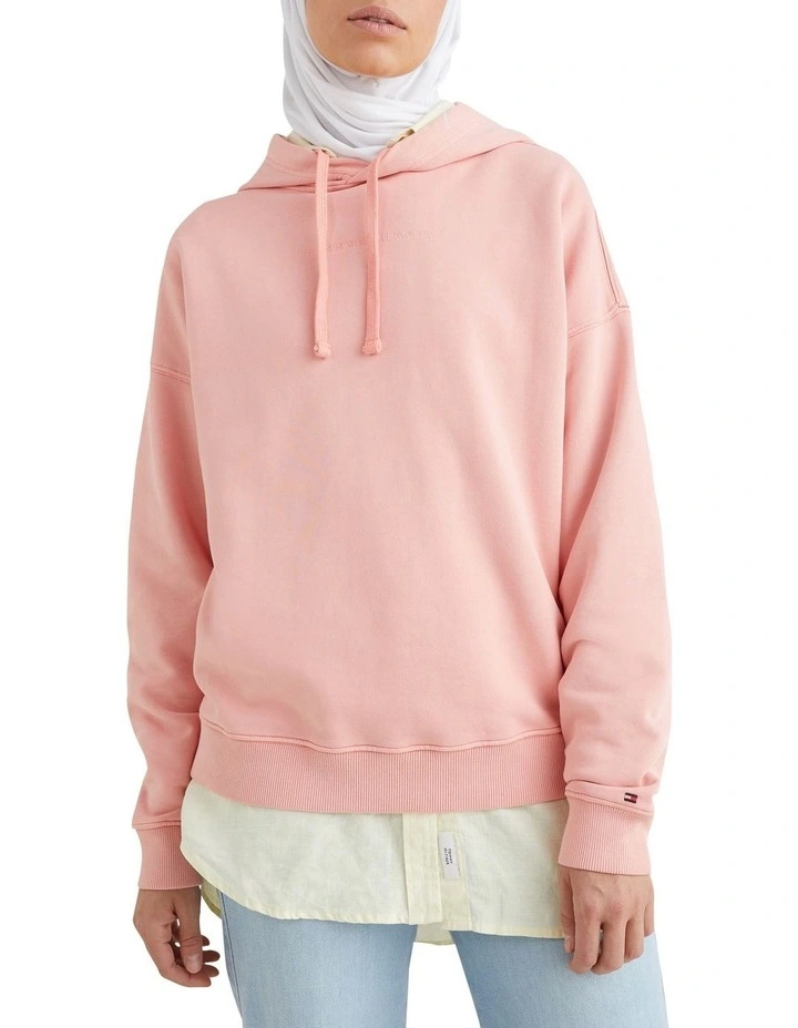 Flash Sale β€οΈ Tommy Hilfiger Relaxed Mineral Dye Hoodie In Coral Pink π₯ - Image 3