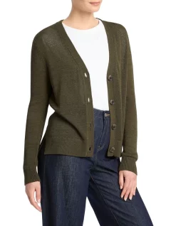 Buy β€οΈ David Lawrence Alice Linen Mix Cardigan In Army π