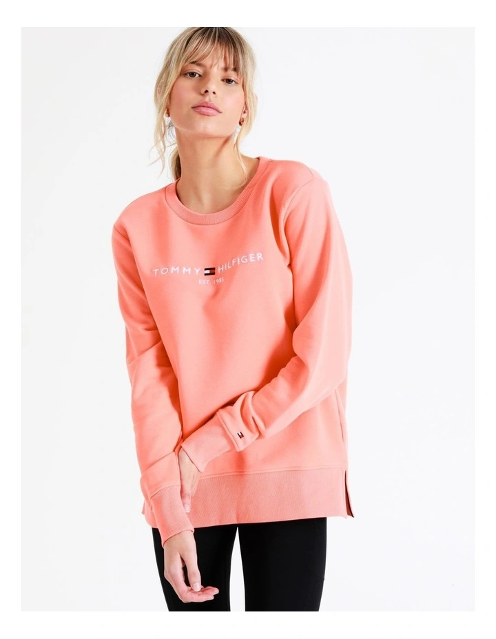 Budget βοΈ Tommy Hilfiger Regular Hilfiger Crew Neck Sweatshirt In Coral π
