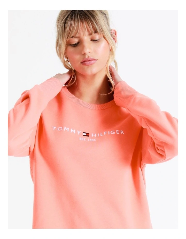 Budget βοΈ Tommy Hilfiger Regular Hilfiger Crew Neck Sweatshirt In Coral π - Image 3