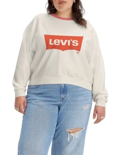 Best Pirce 🛒 Levi's Curve Vintage Raglan Crewneck Jumper In White 😉
