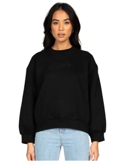 Cheap β¨ Rusty Script Oversize Crew Neck Fleece Black π