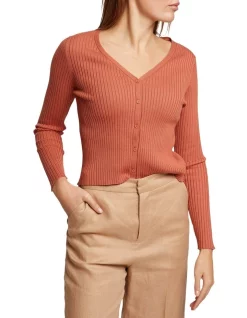 Brand new 💯 Oxford Petra Crop Rib Cardigan In Peach Bronze 🔔