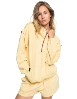 Hot Sale 😀 Roxy Locals Only Half-Zip Jumper In Ochre Yellow ❤️